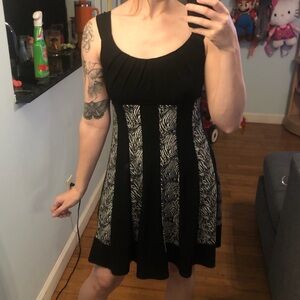 Black and white zebra print dress with a flowy fit